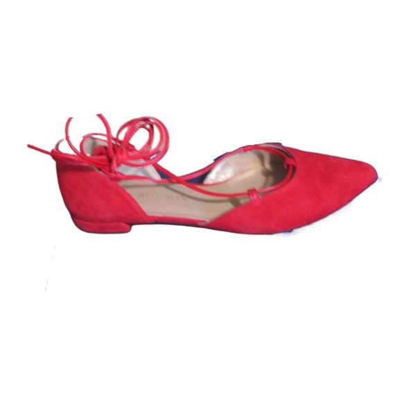 Stuart Weitzman Red Suede Gilligan Flats - Picture 5 of 7